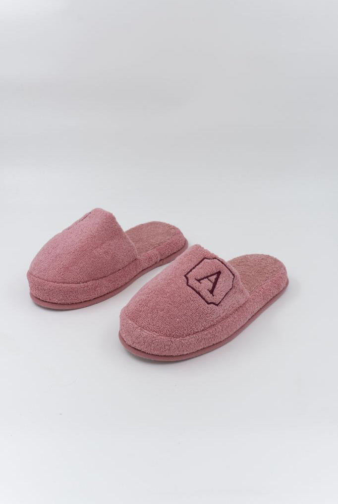 A Harf Nakışlı Banyo Ve Ev Havlu Terliği – %100 Pamuk Kaymaz Kalın Taban - Ender Home