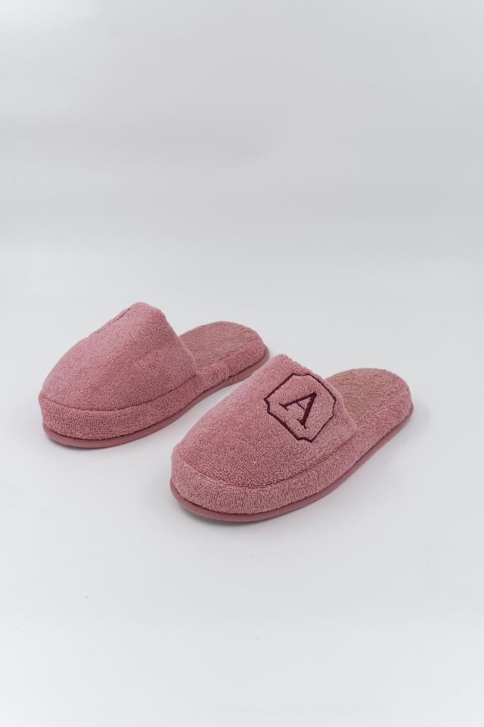 A Harf Nakışlı Banyo Ve Ev Havlu Terliği – %100 Pamuk Kaymaz Kalın Taban - Ender Home