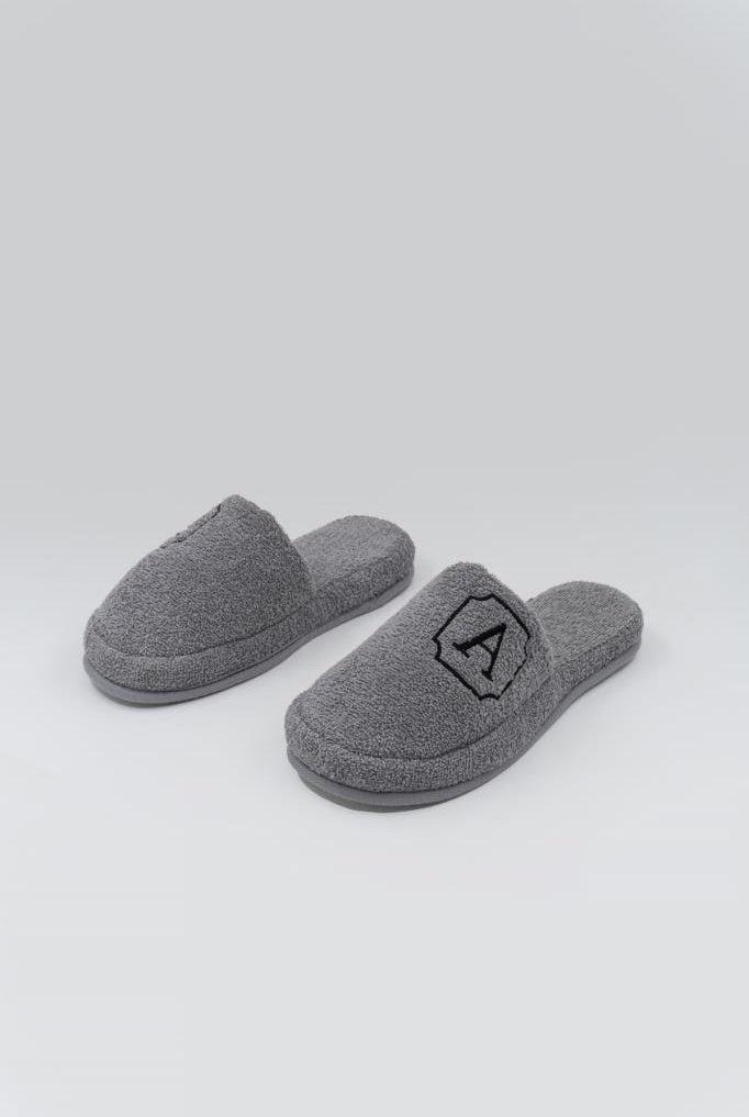 A Harf Nakışlı Banyo Ve Ev Havlu Terliği – %100 Pamuk Kaymaz Kalın Taban - Ender Home