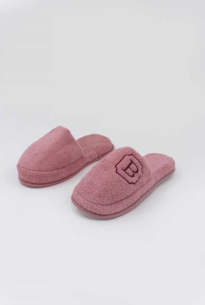 B Harf Nakışlı Banyo Ve Ev Havlu Terliği – %100 Pamuk Kaymaz Kalın Taban - Ender Home