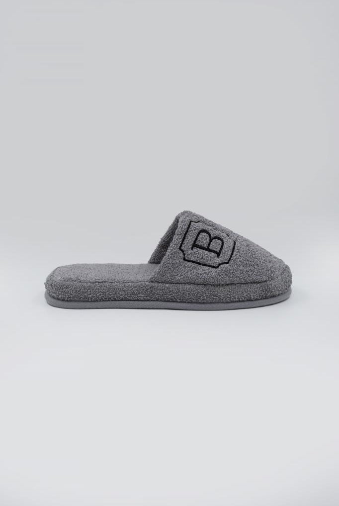 B Harf Nakışlı Banyo Ve Ev Havlu Terliği – %100 Pamuk Kaymaz Kalın Taban - Ender Home