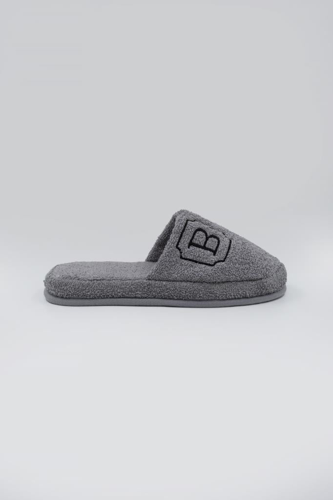 B Harf Nakışlı Banyo Ve Ev Havlu Terliği – %100 Pamuk Kaymaz Kalın Taban - Ender Home