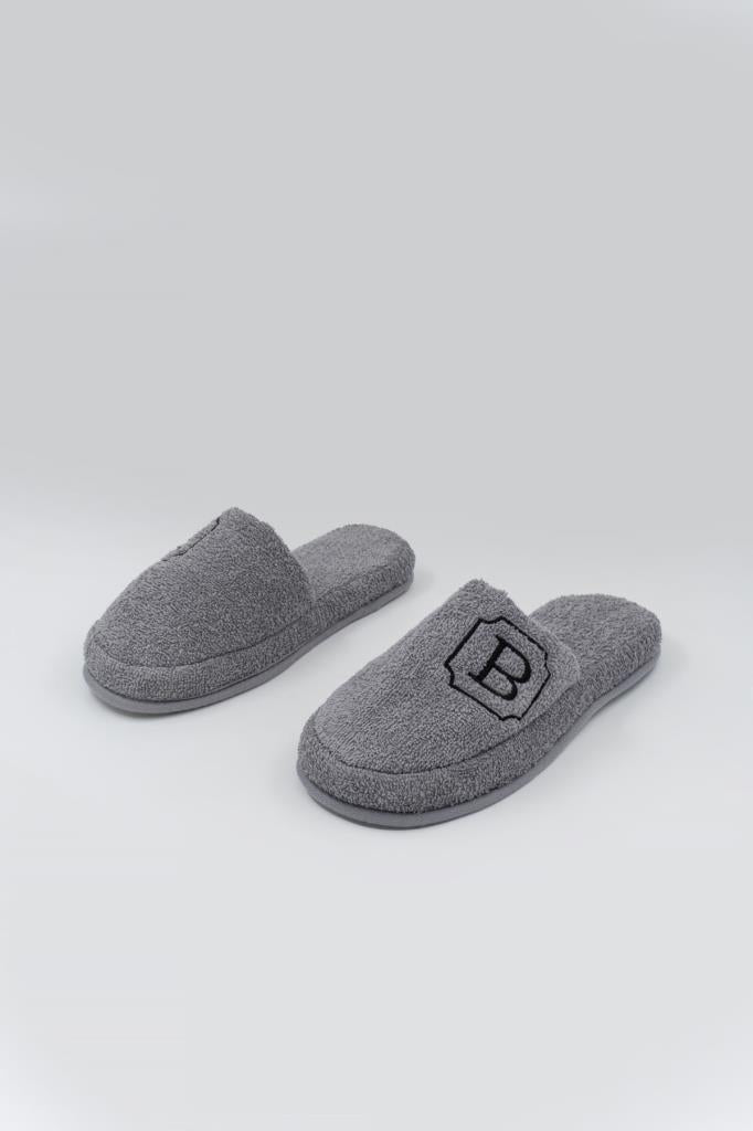 B Harf Nakışlı Banyo Ve Ev Havlu Terliği – %100 Pamuk Kaymaz Kalın Taban - Ender Home