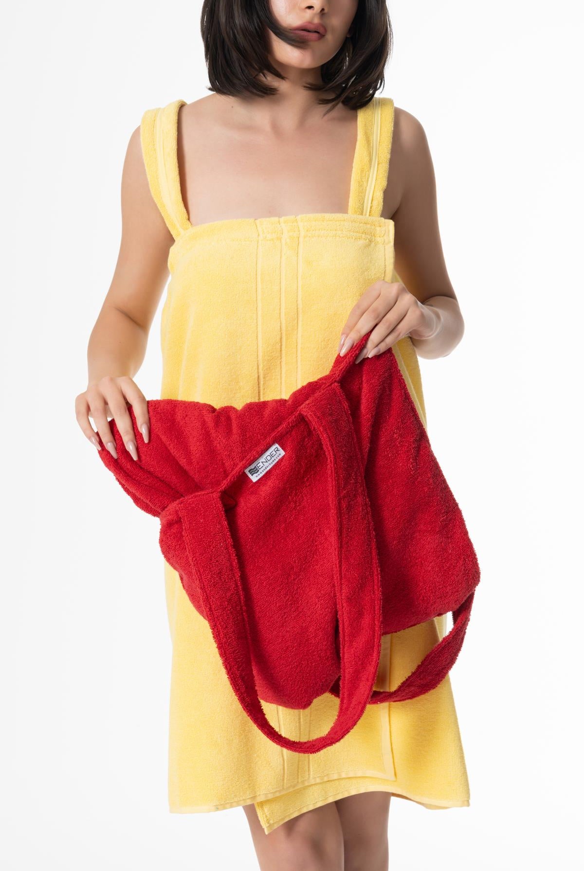 BeachMate Omuz Çantalı Plaj Havlusu – Fermuarlı , Cepli, Taşınabilir Konfor Kırmızı - Ender Home