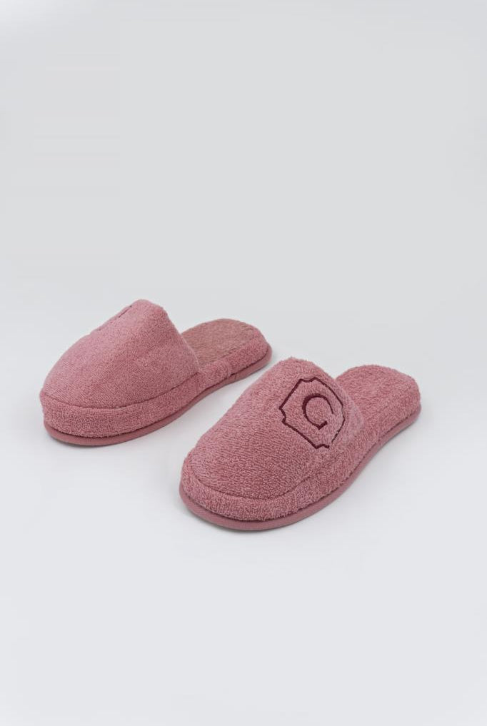 C Harf Nakışlı Banyo Ve Ev Havlu Terliği – %100 Pamuk Kaymaz Kalın Taban - Ender Home