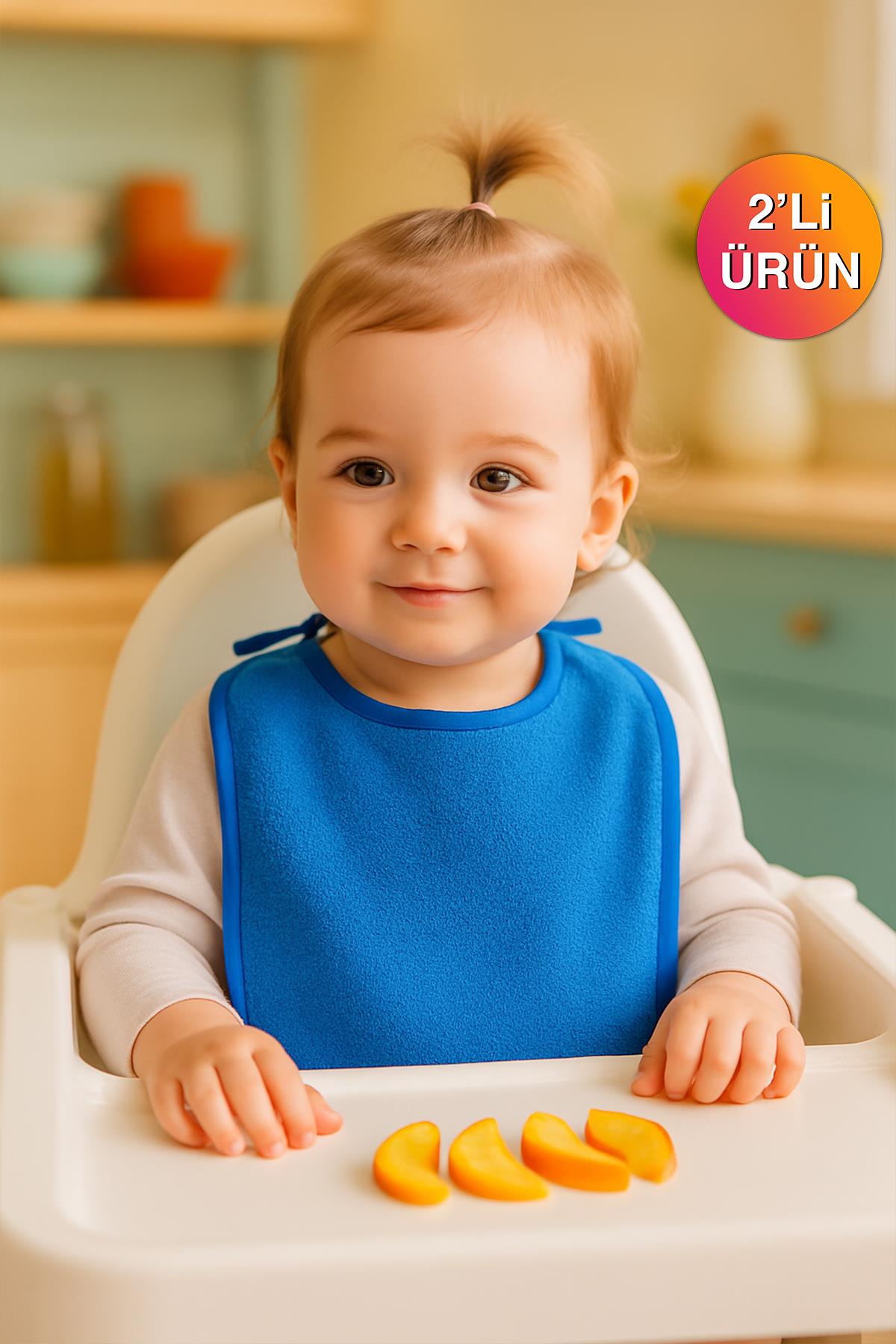 CottonVerse 2'li Bebek Mama Önlüğü – %100 Pamuk Havlu 25x30 cm Mavi - Ender Home