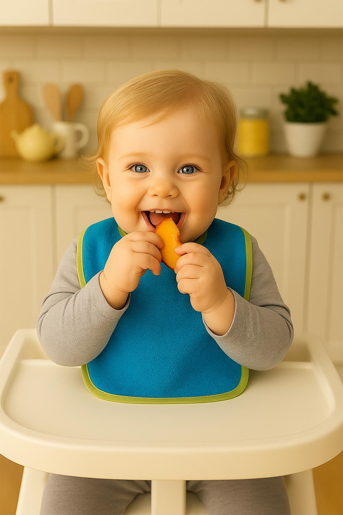 CottonVerse 2'li Bebek Mama Önlüğü – %100 Pamuk Havlu 25x30 cm Turkuaz - Ender Home