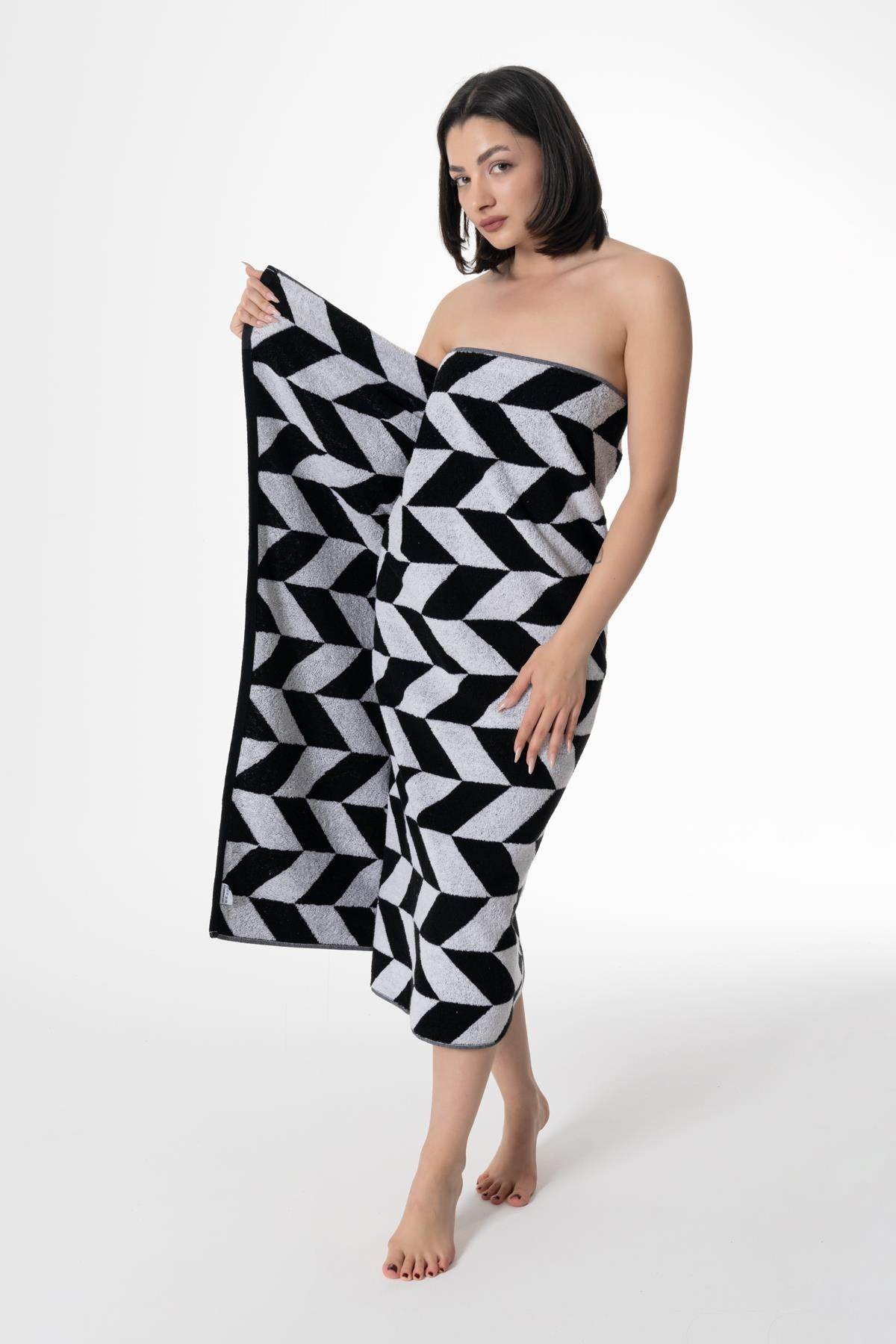 CottonVerse Banyo & Plaj Havlusu – %100 Pamuk, 100x150 Cm Siyah - Ender Home