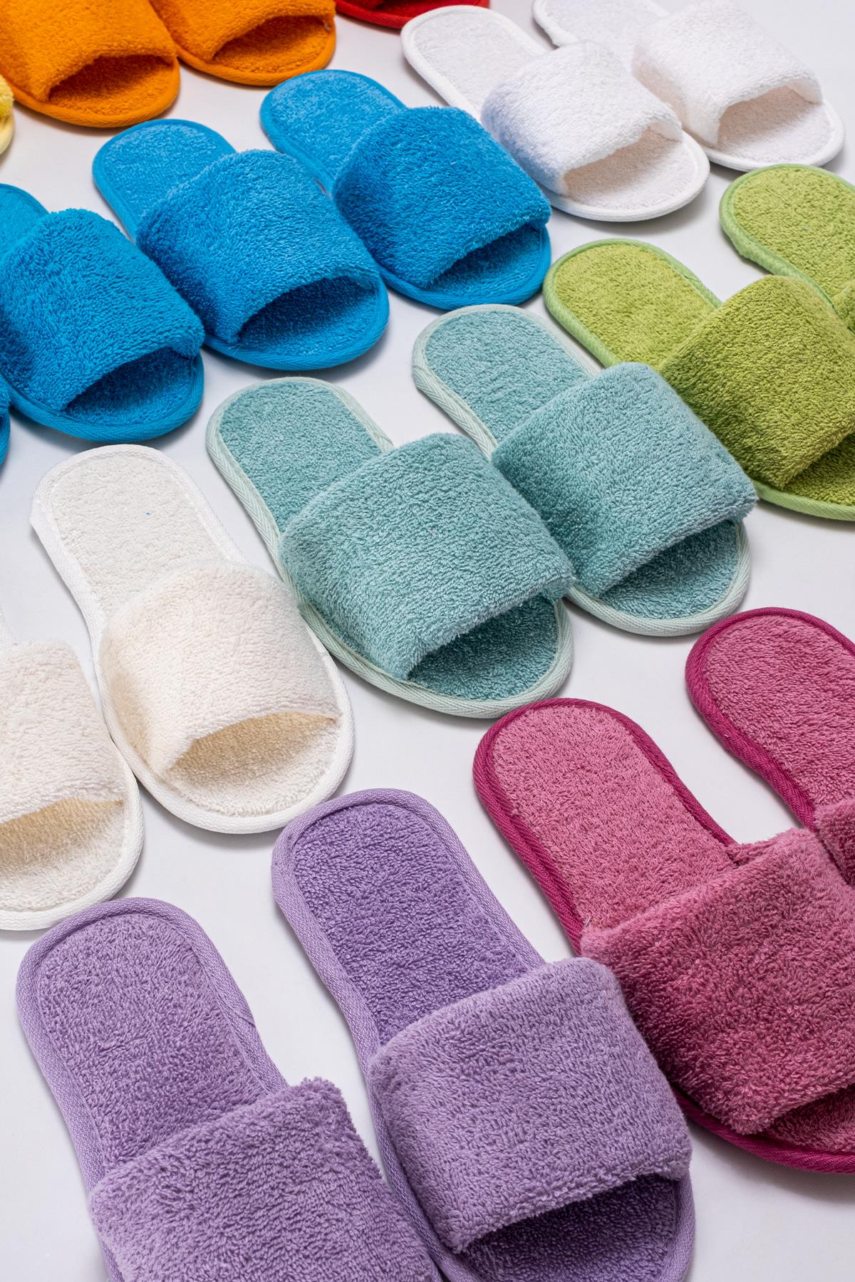 CottonVerse Banyo Ve Ev Terliği – %100 Pamuk Havlu Kaymaz İnce Taban , Yüksek Su Emicilik Kırmızı - Ender Home