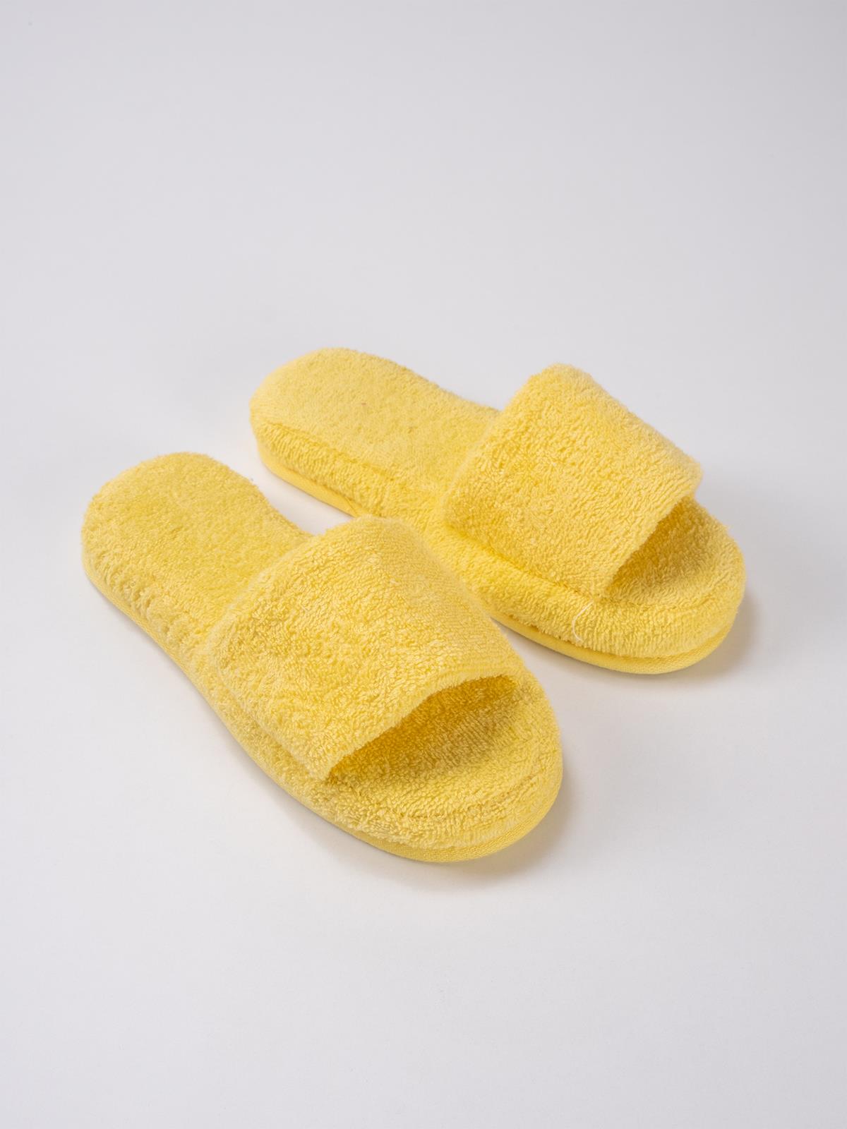 CottonVerse Banyo Ve Ev Terliği – %100 Pamuk Havlu Kaymaz Kalın Taban Sarı - Ender Home