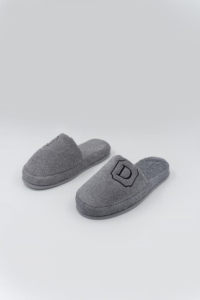 D Harf Nakışlı Banyo Ve Ev Havlu Terliği – %100 Pamuk Kaymaz Kalın Taban - Ender Home