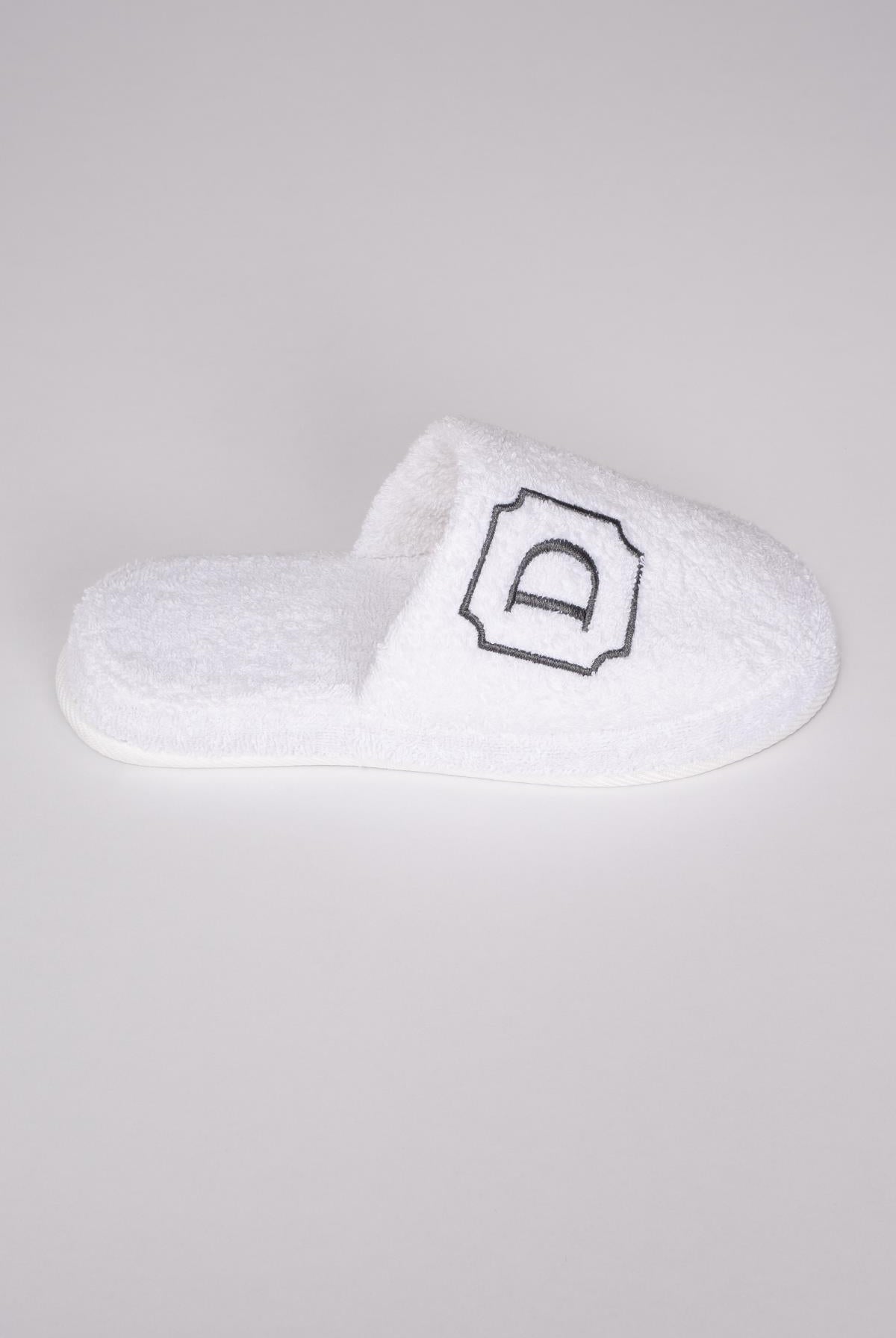 D Harf Nakışlı Banyo Ve Ev Havlu Terliği – %100 Pamuk Kaymaz Kalın Taban - Ender Home