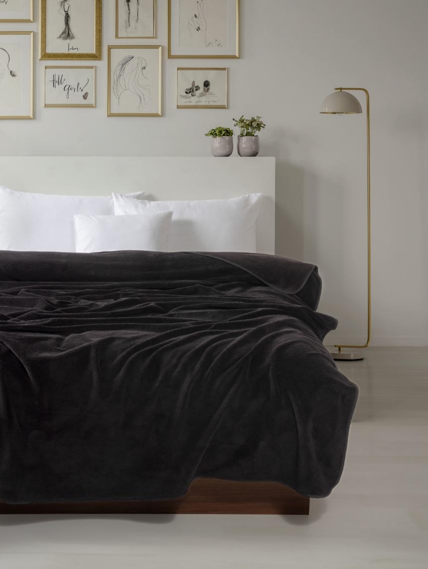 DreamSoft Kadife TV & Koltuk Şalı Çift Kişilik – 160x220 Cm Antrasit Gri - Ender Home