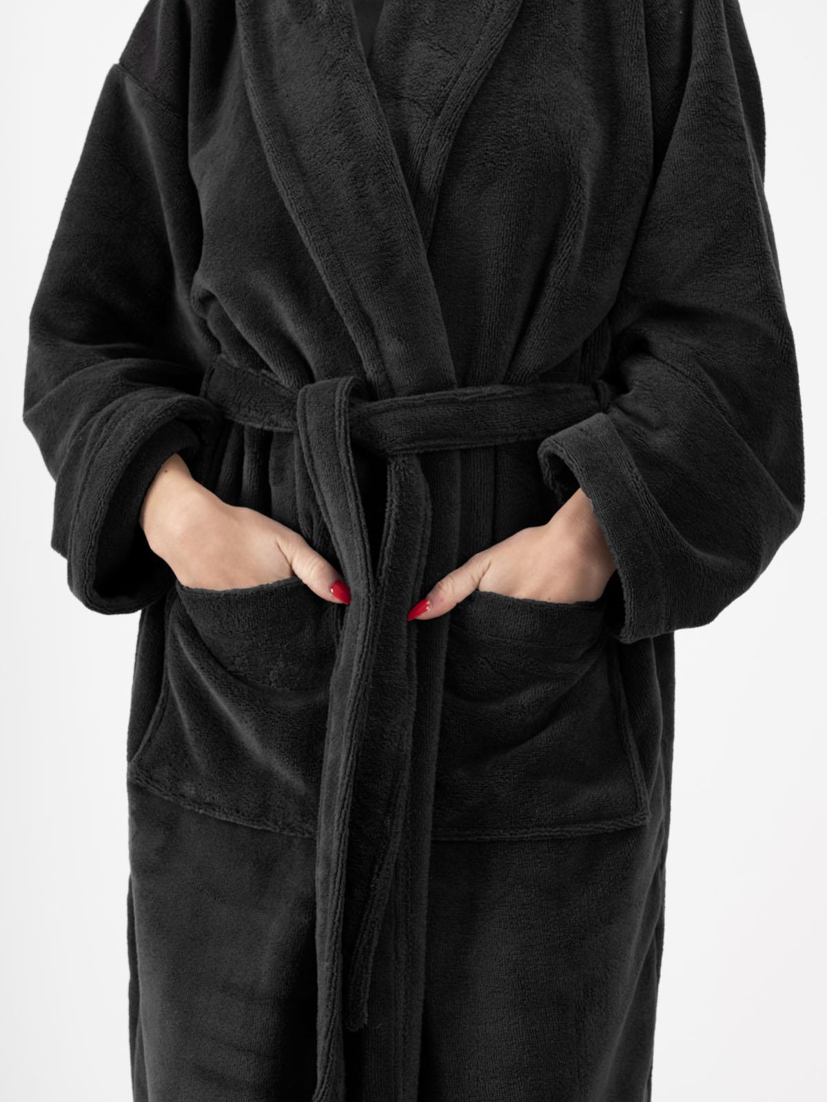 DreamSoft Şalyaka Bornoz – Kadife, Unisex Siyah - Ender Home