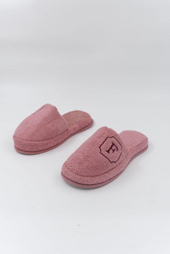 F Harf Nakışlı Banyo Ve Ev Havlu Terliği – %100 Pamuk Kaymaz Kalın Taban - Ender Home