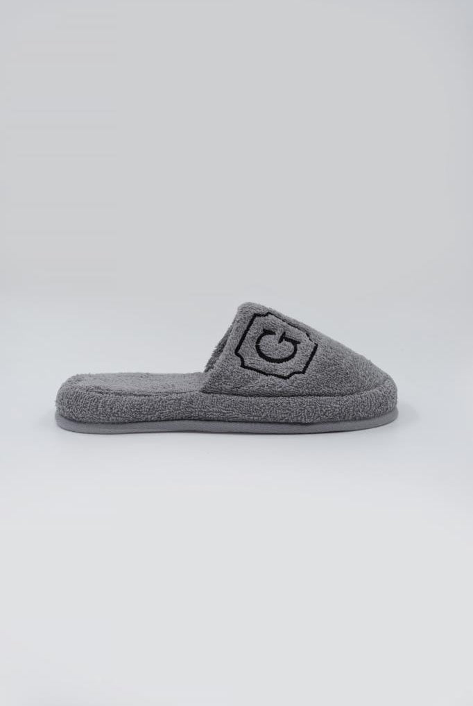 G Harf Nakışlı Banyo Ve Ev Havlu Terliği – %100 Pamuk Kaymaz Kalın Taban - Ender Home