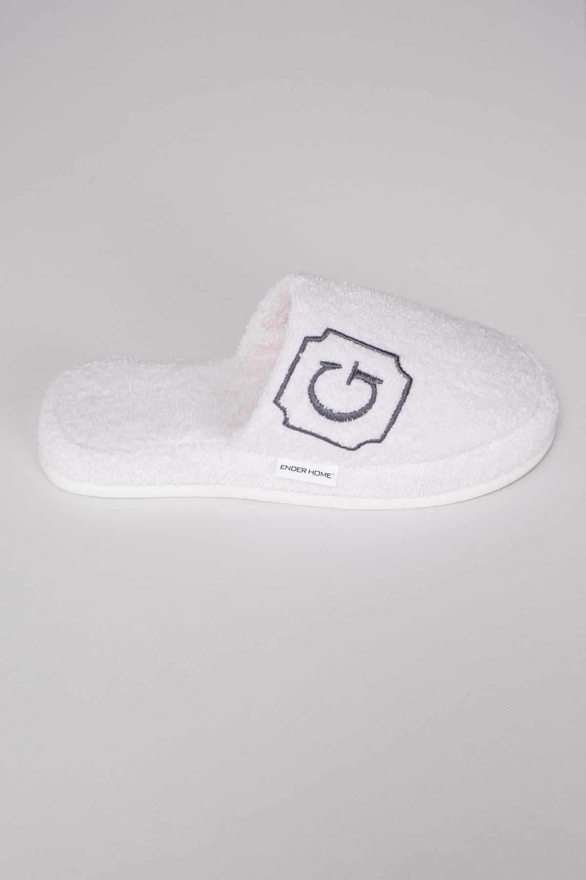 G Harf Nakışlı Banyo Ve Ev Havlu Terliği – %100 Pamuk Kaymaz Kalın Taban - Ender Home