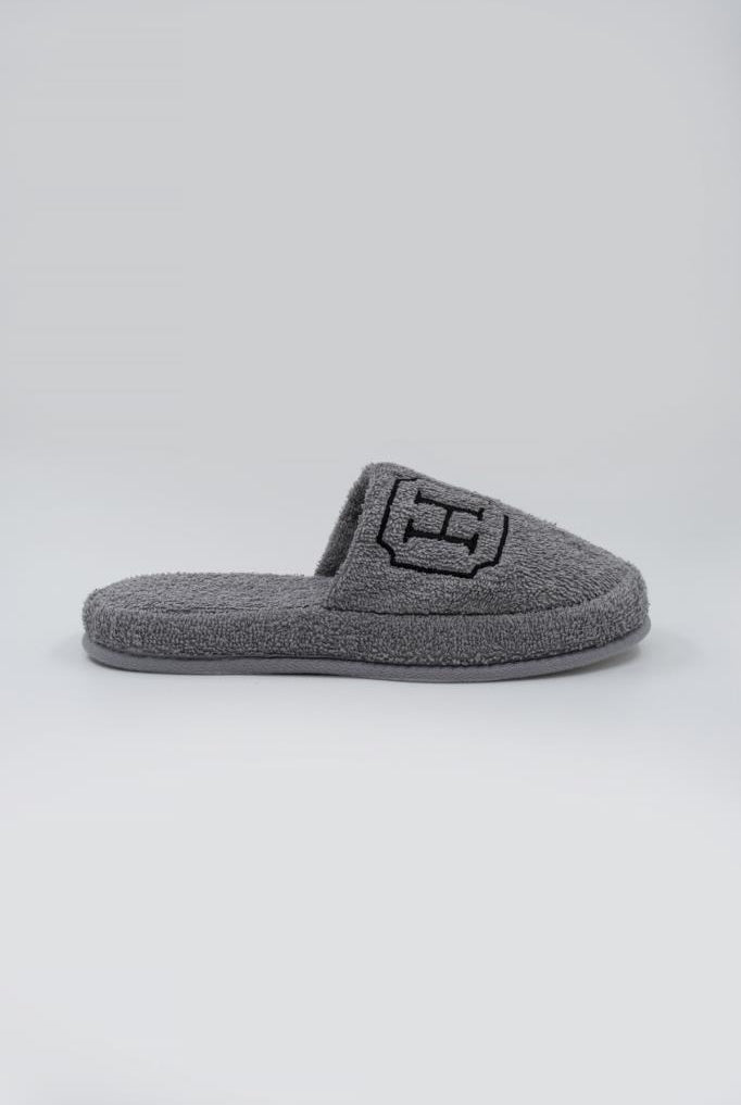 H Harf Nakışlı Banyo Ve Ev Havlu Terliği – %100 Pamuk Kaymaz Kalın Taban - Ender Home