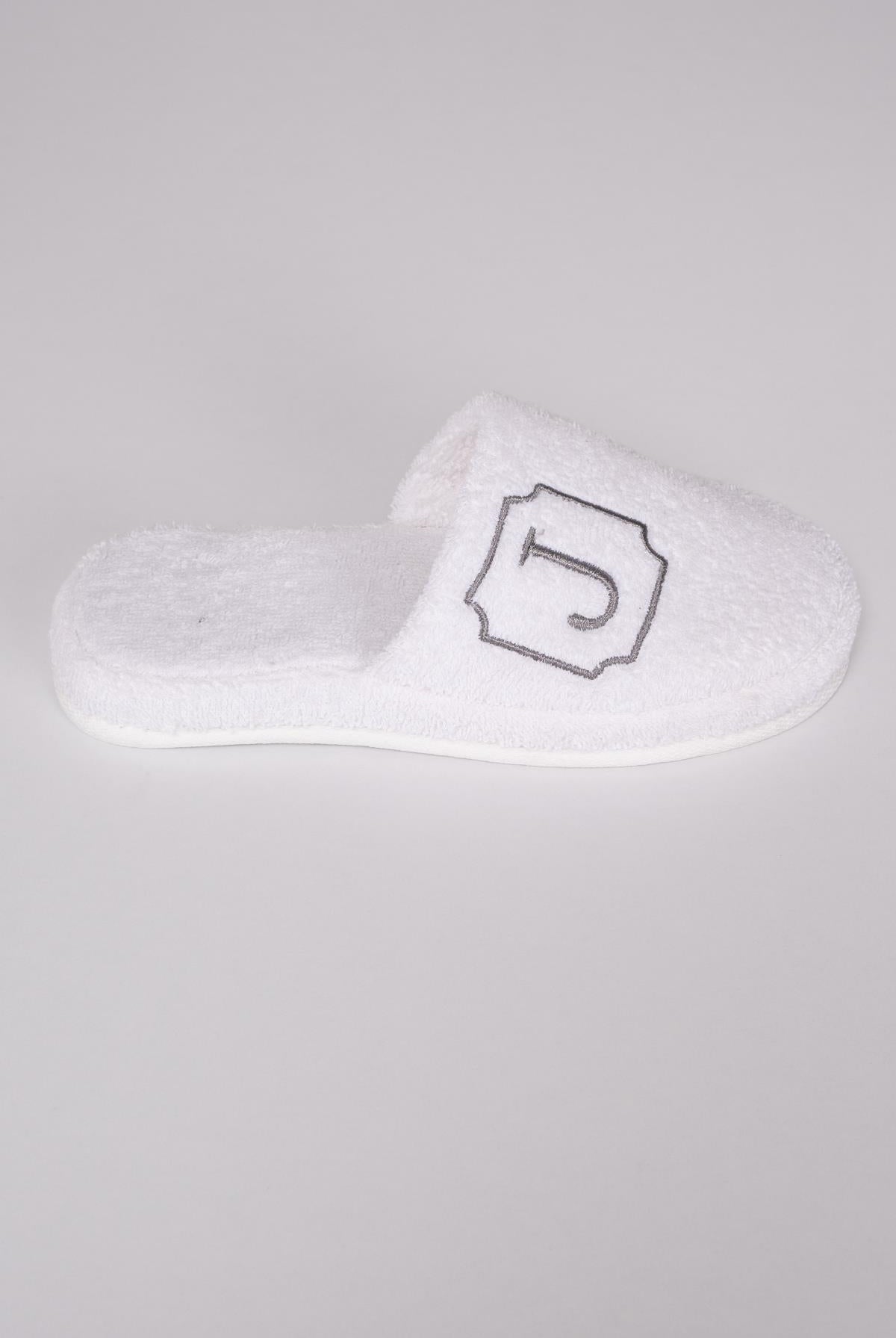 J Harf Nakışlı Banyo Ve Ev Havlu Terliği – %100 Pamuk Kaymaz Kalın Taban - Ender Home