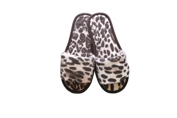 Leopar Baskılı Havlu Terlik Kaymaz İnce Taban
