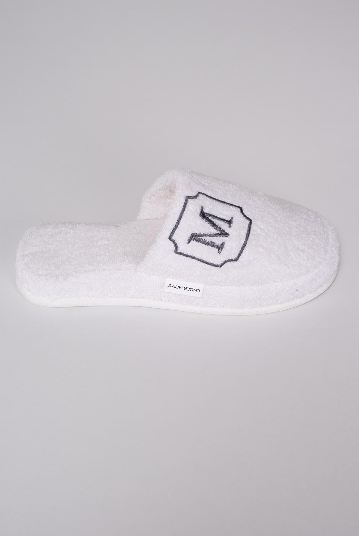 M Harf Nakışlı Banyo Ve Ev Havlu Terliği – %100 Pamuk Kaymaz Kalın Taban - Ender Home