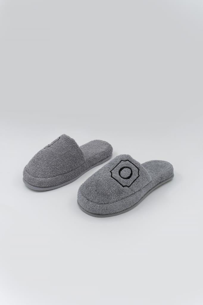 O Harf Nakışlı Banyo Ve Ev Havlu Terliği – %100 Pamuk Kaymaz Kalın Taban - Ender Home