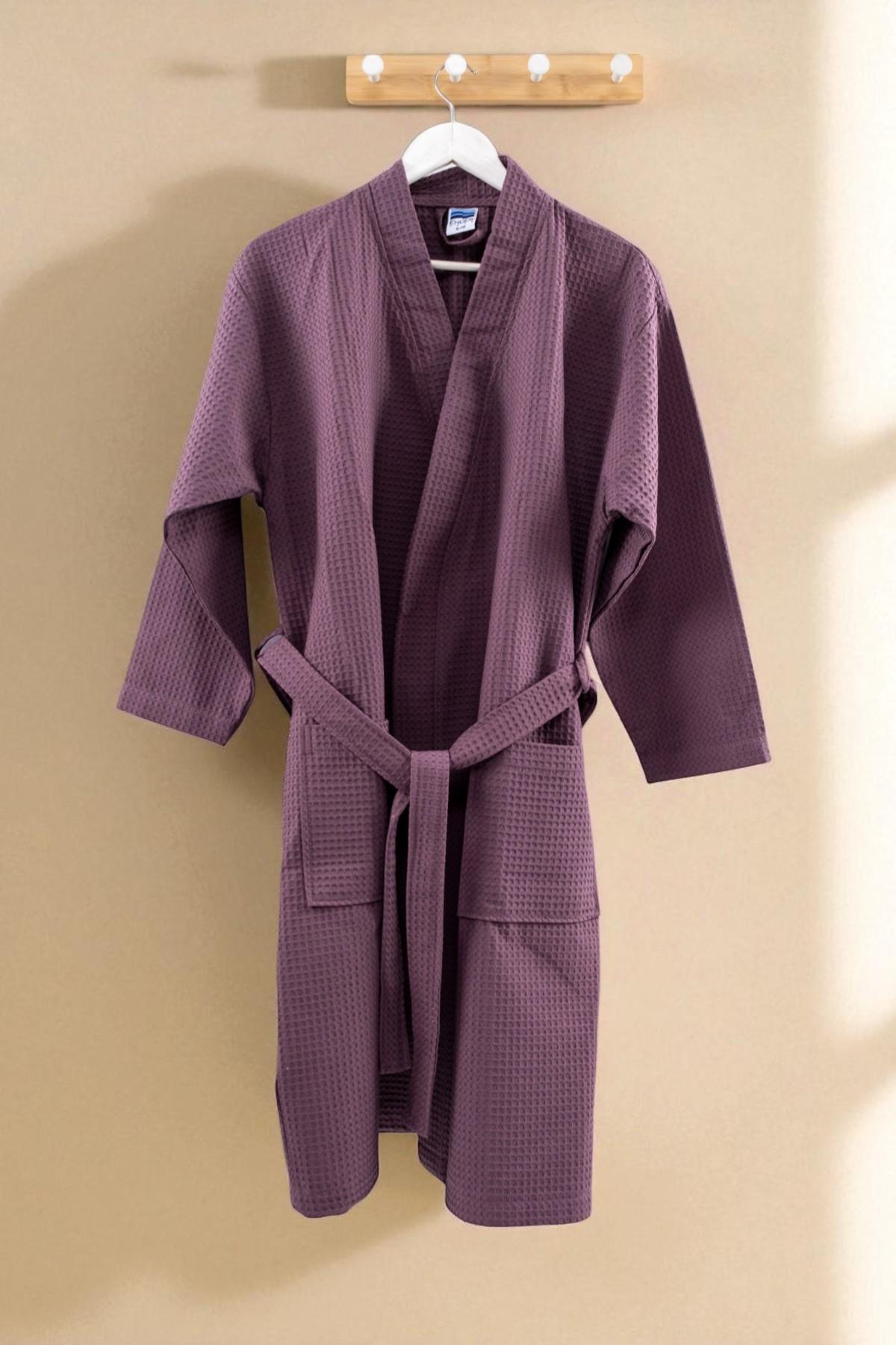 Piquea Kimono Bornoz – %100 Pamuk , Unisex Mor - Ender Home