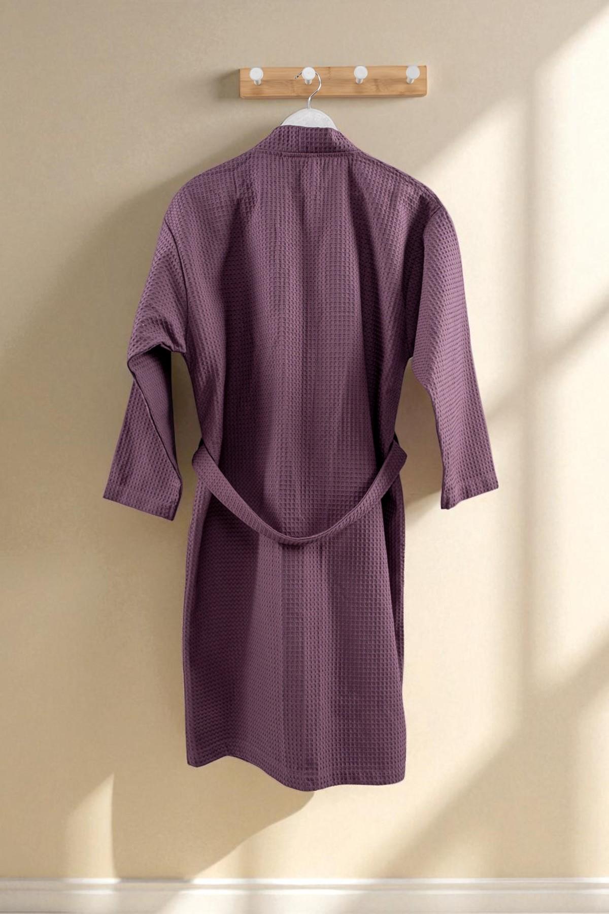 Piquea Kimono Bornoz – %100 Pamuk , Unisex Mor - Ender Home