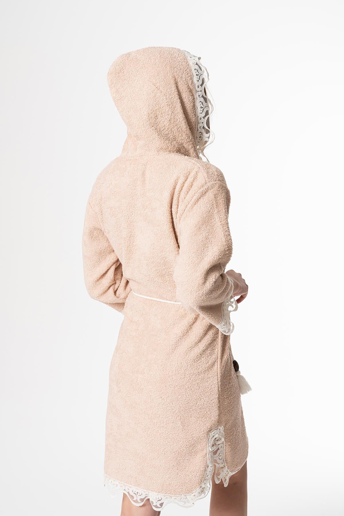 Rosa Gelin Bornoz Set 5 Parça Dantelli Çeyizlik Takım Bej - Ender Home