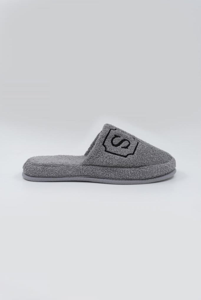 S Harf Nakışlı Banyo Ve Ev Havlu Terliği – %100 Pamuk Kaymaz Kalın Taban - Ender Home