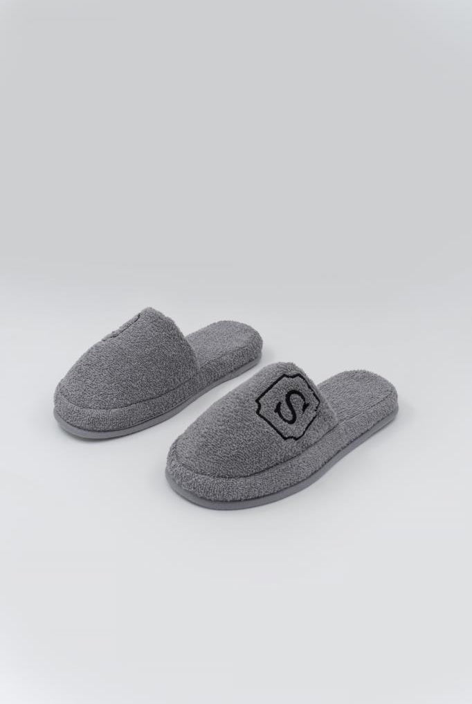 S Harf Nakışlı Banyo Ve Ev Havlu Terliği – %100 Pamuk Kaymaz Kalın Taban - Ender Home