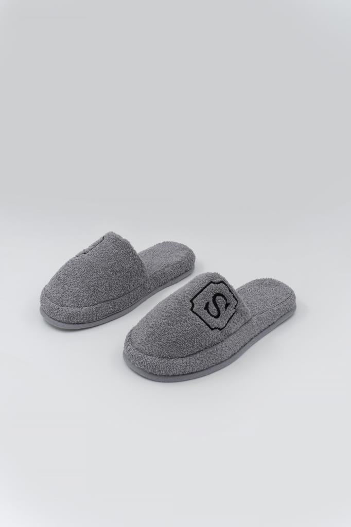 S Harf Nakışlı Banyo Ve Ev Havlu Terliği – %100 Pamuk Kaymaz Kalın Taban - Ender Home