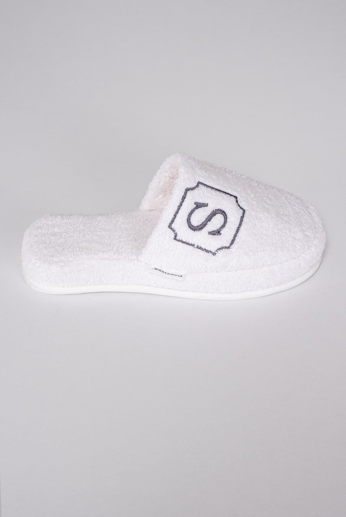 S Harf Nakışlı Banyo Ve Ev Havlu Terliği – %100 Pamuk Kaymaz Kalın Taban - Ender Home