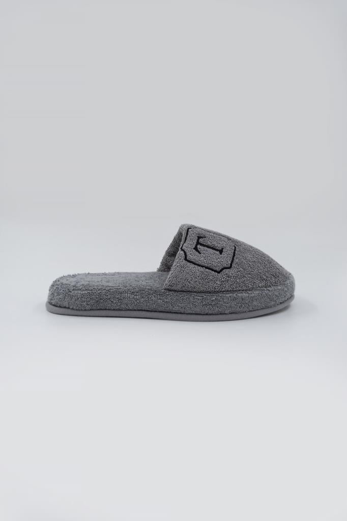 T Harf Nakışlı Banyo Ve Ev Havlu Terliği – %100 Pamuk Kaymaz Kalın Taban - Ender Home