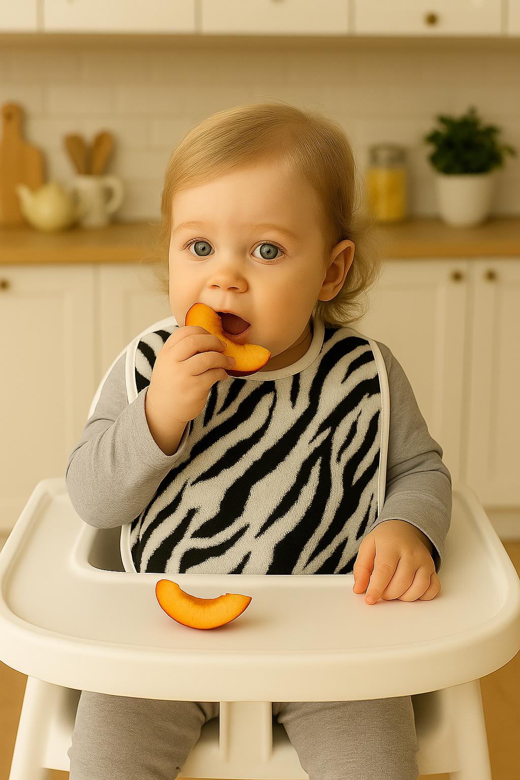 Wild Sprit 2'li Zebra Desen Bebek Mama Önlüğü – 25x30 cm Zebra Baskılı- Beyaz Biyeli - Ender Home