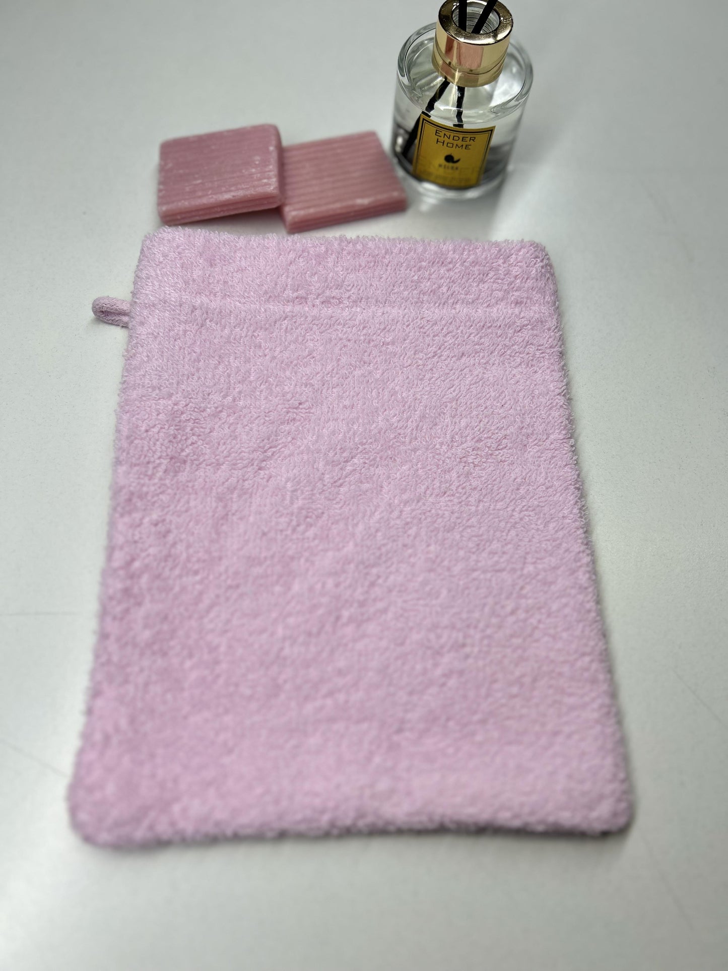 16x21 cm Açık Pembe Havlu Banyo Kesesi %100 Pamuklu