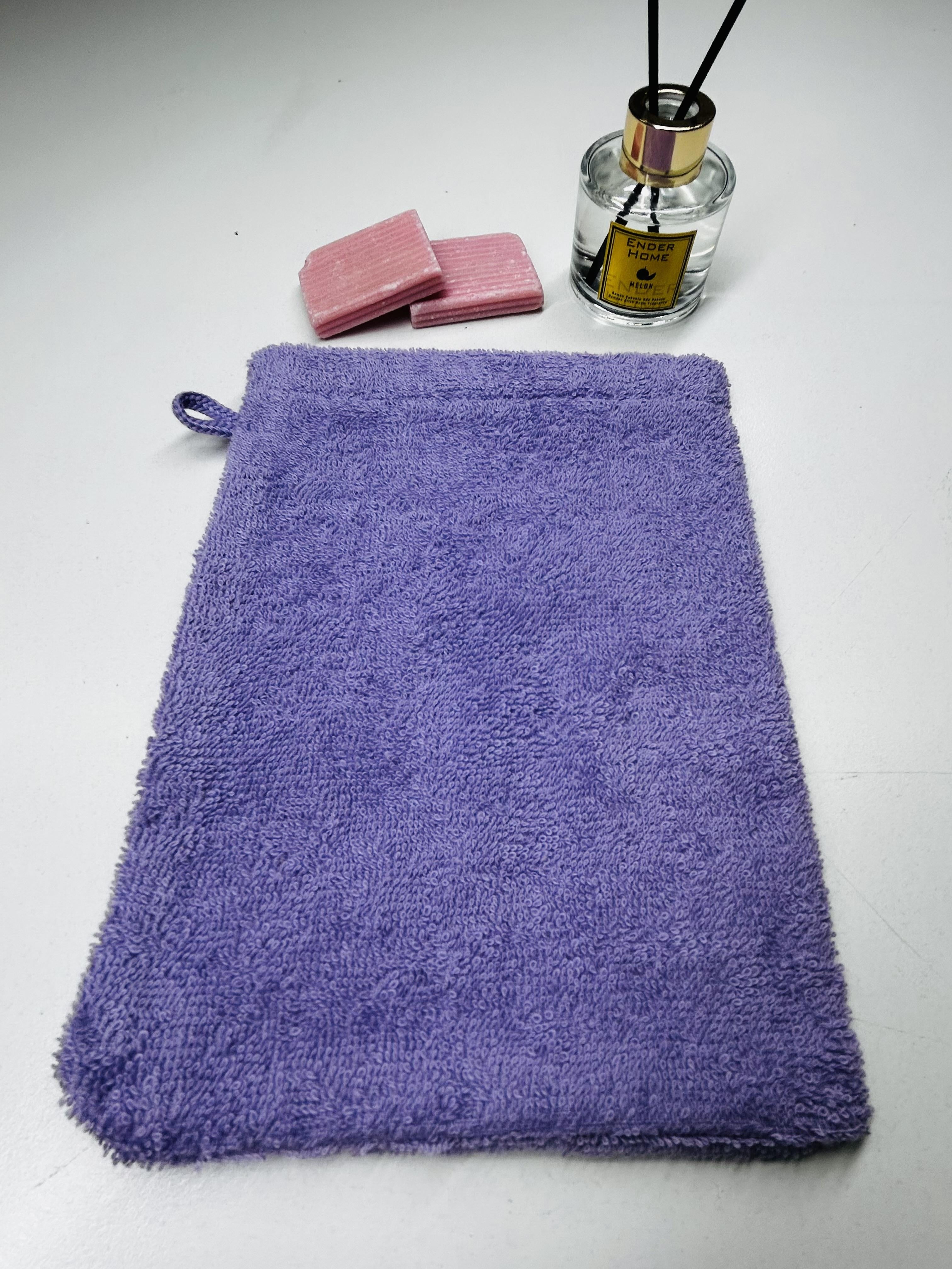 CottonVerse Lila Havlu Banyo Kesesi – %100 Pamuk, 16x21 cm - Ender Home