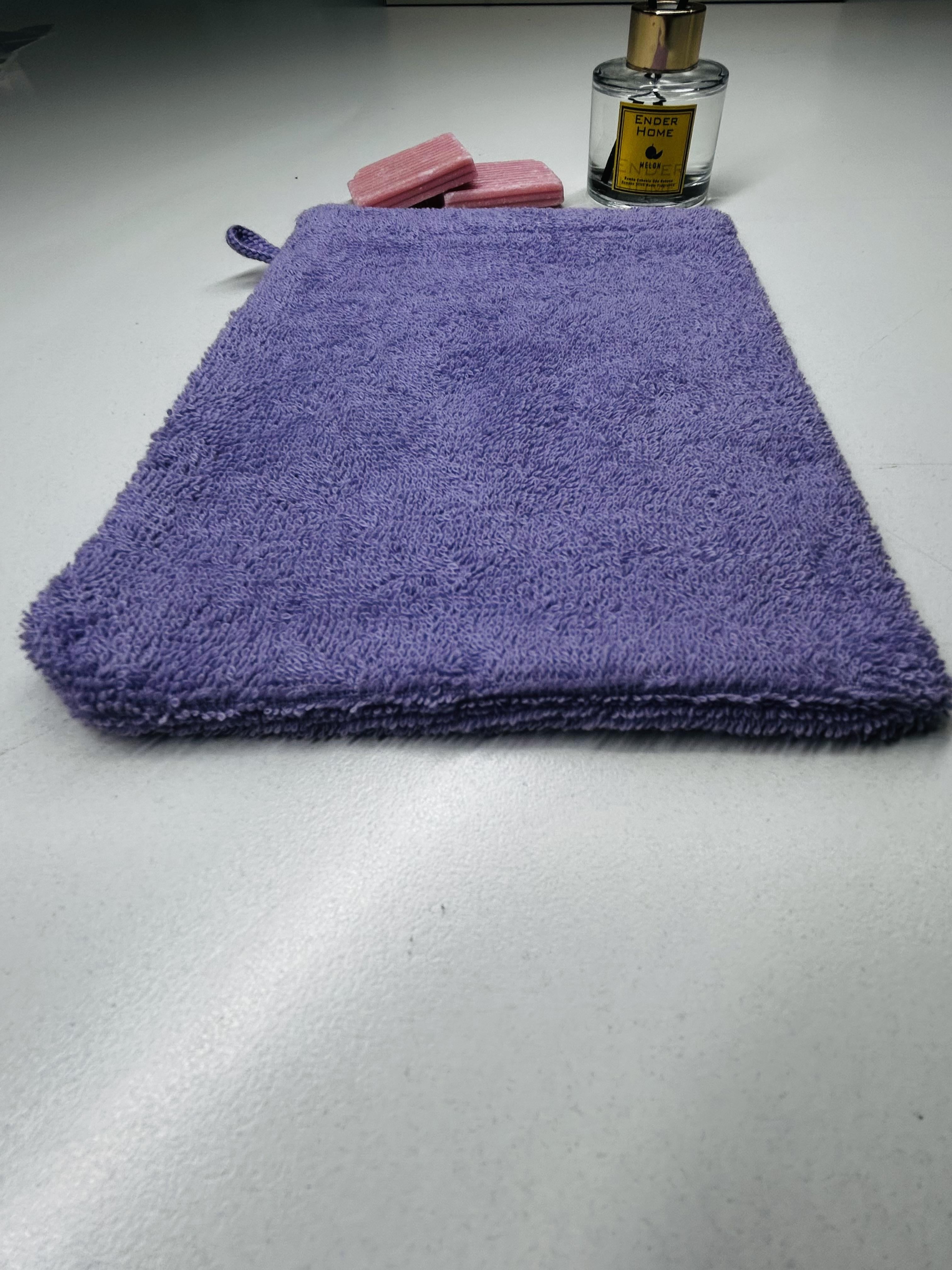 CottonVerse Lila Havlu Banyo Kesesi – %100 Pamuk, 16x21 cm - Ender Home