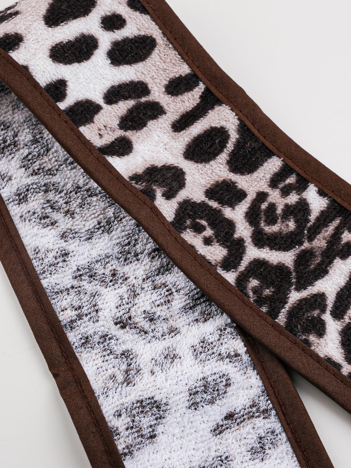 2'li Leopar Desen Makyaj Spor Saç Bandı Set