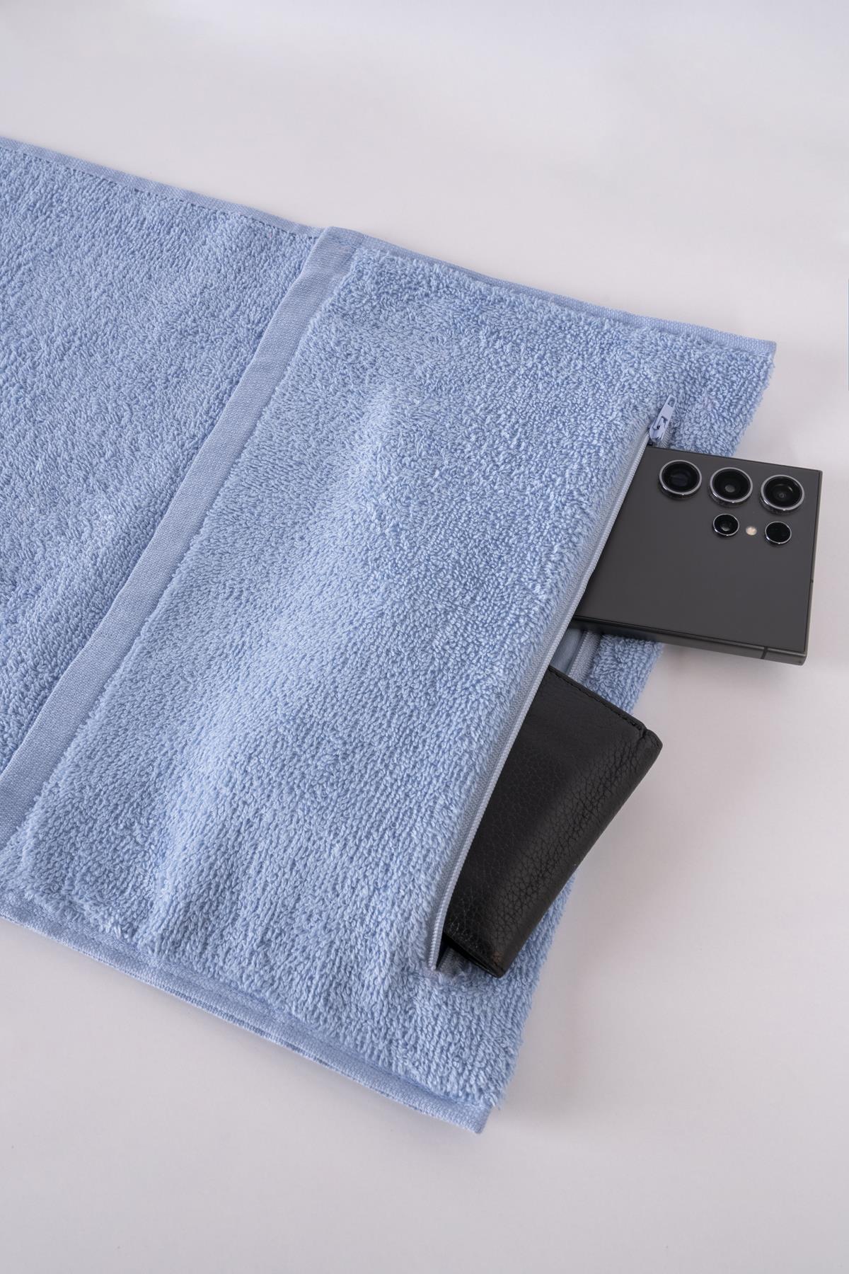 ProMotion Spor Havlusu – Fermuar Cepli , %100 Pamuk , 30 x 100 cm - Ender Home