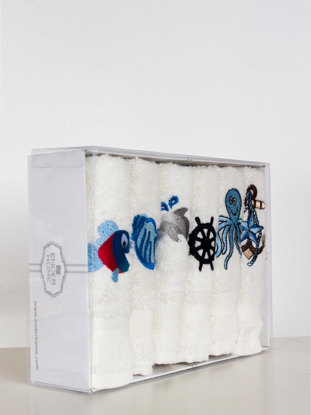 MoodKitchen 6’lı Mutfak Havlusu – Deniz Desenli, 30x30 cm , %100 Pamuk - Ender Home