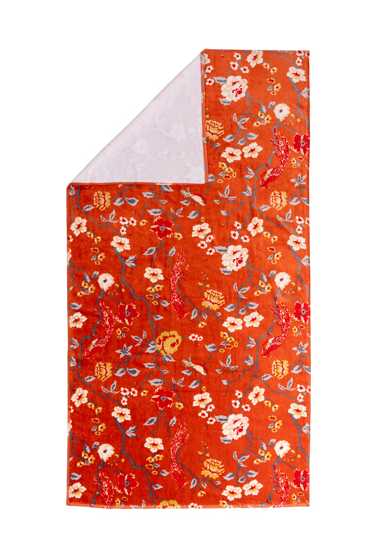 Red Bırd Desen Kadife Banyo Ve Plaj Havlusu %100 Pamuklu - Ender Home