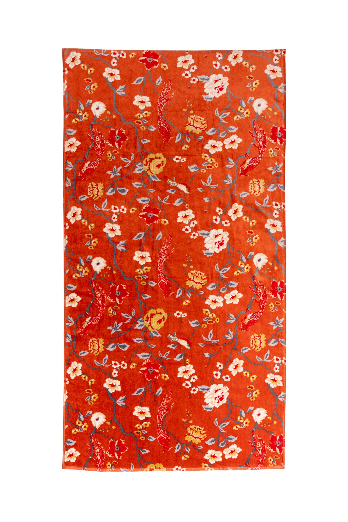 Red Bırd Desen Kadife Banyo Ve Plaj Havlusu %100 Pamuklu - Ender Home