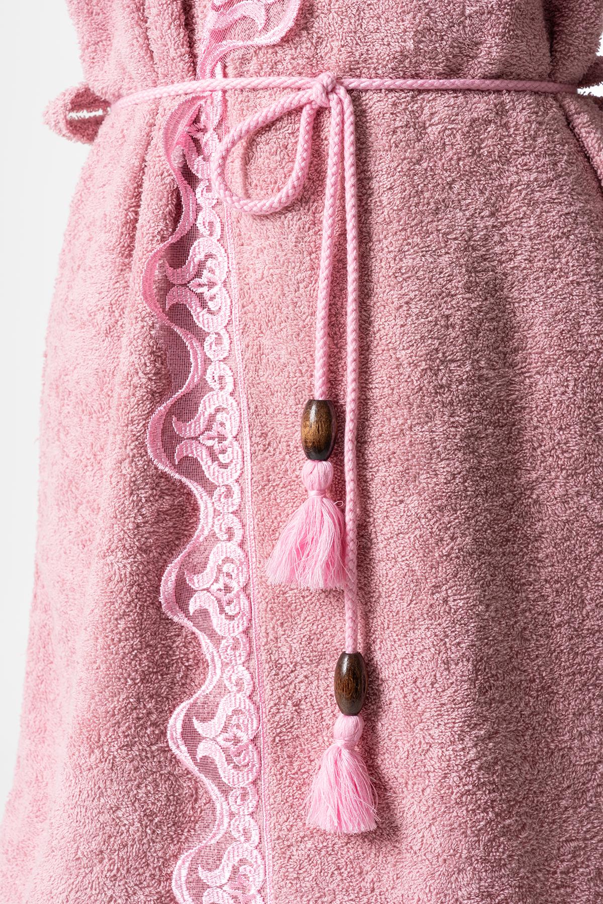 Ada Gelin Bornoz Set 5 Parça Dantelli Çeyizlik Takım Pembe - Ender Home