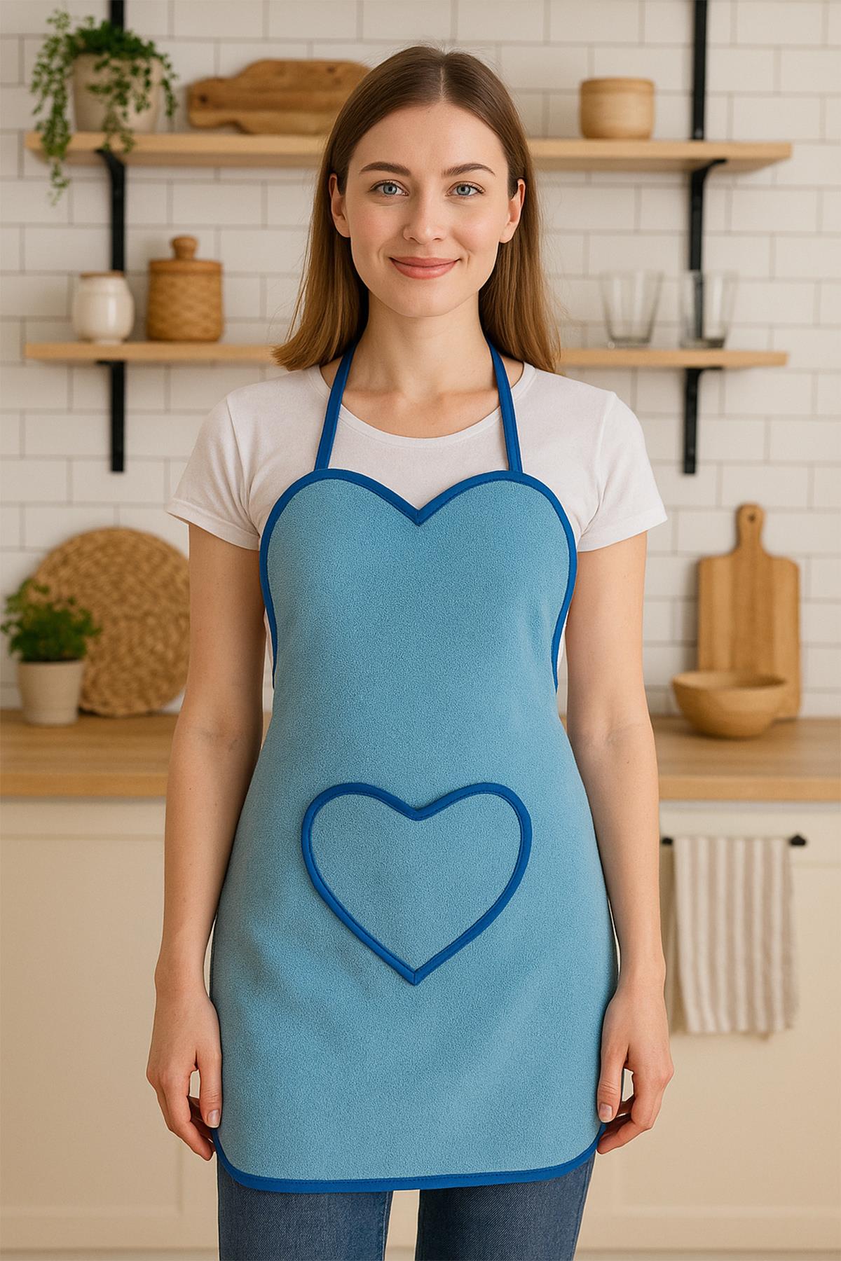 Amor Kalpli Havlu Mutfak Önlüğü – Ayarlanabilir Askılı Su Yeşili - Ender Home