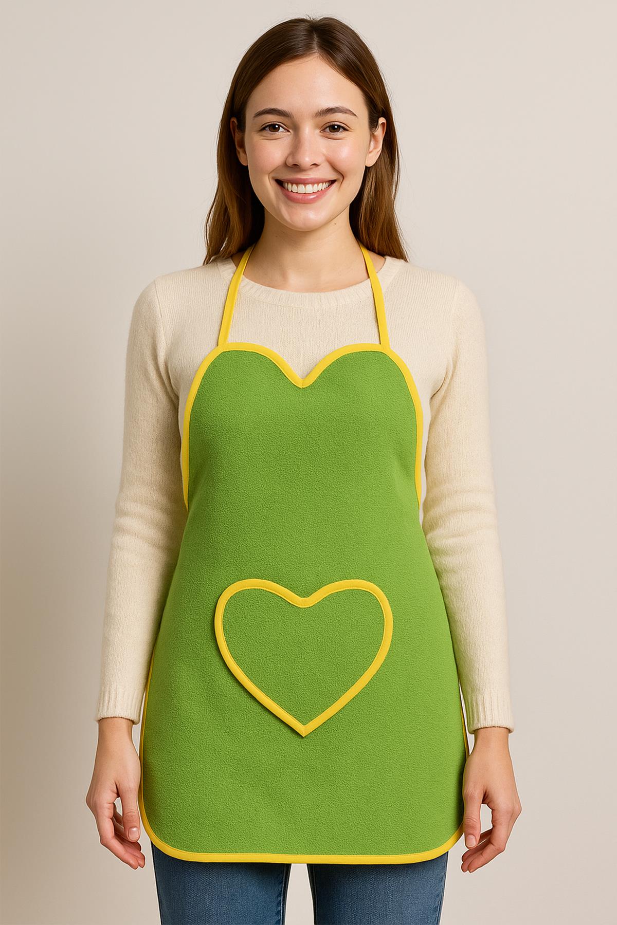 Amor Kalpli Havlu Mutfak Önlüğü – Ayarlanabilir Askılı Yeşil - Ender Home