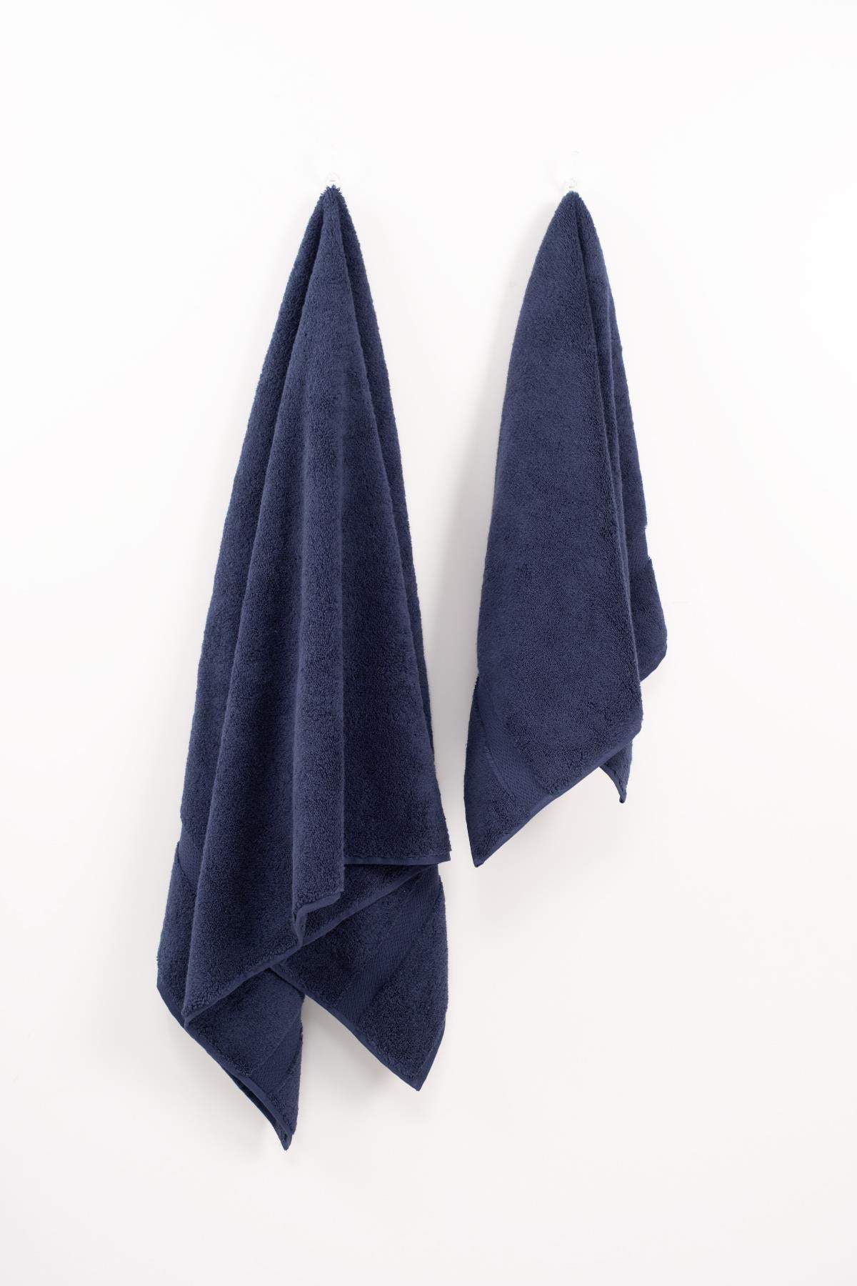 Aura Wave Banyo Havlu seti – 2’li, %100 Pamuk Lacivert - Ender Home