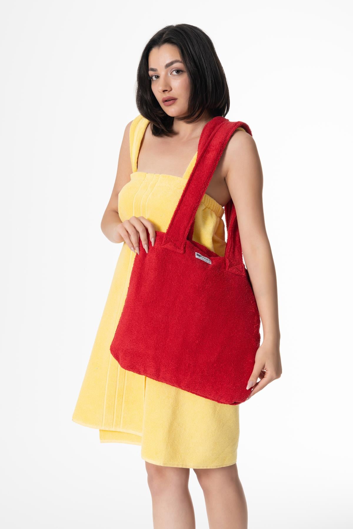 BeachMate Omuz Çantalı Plaj Havlusu – Fermuarlı , Cepli, Taşınabilir Konfor Kırmızı - Ender Home