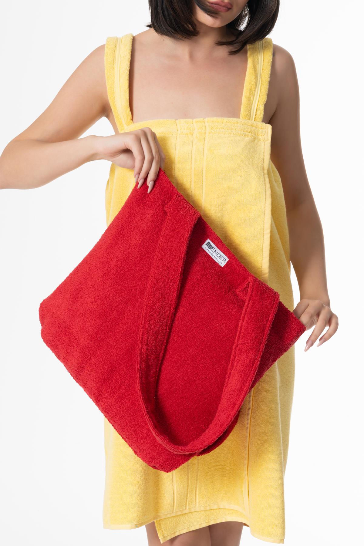 BeachMate Omuz Çantalı Plaj Havlusu – Fermuarlı , Cepli, Taşınabilir Konfor Kırmızı - Ender Home