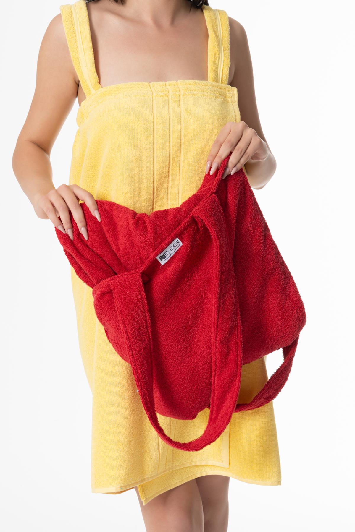 BeachMate Omuz Çantalı Plaj Havlusu – Fermuarlı , Cepli, Taşınabilir Konfor Kırmızı - Ender Home